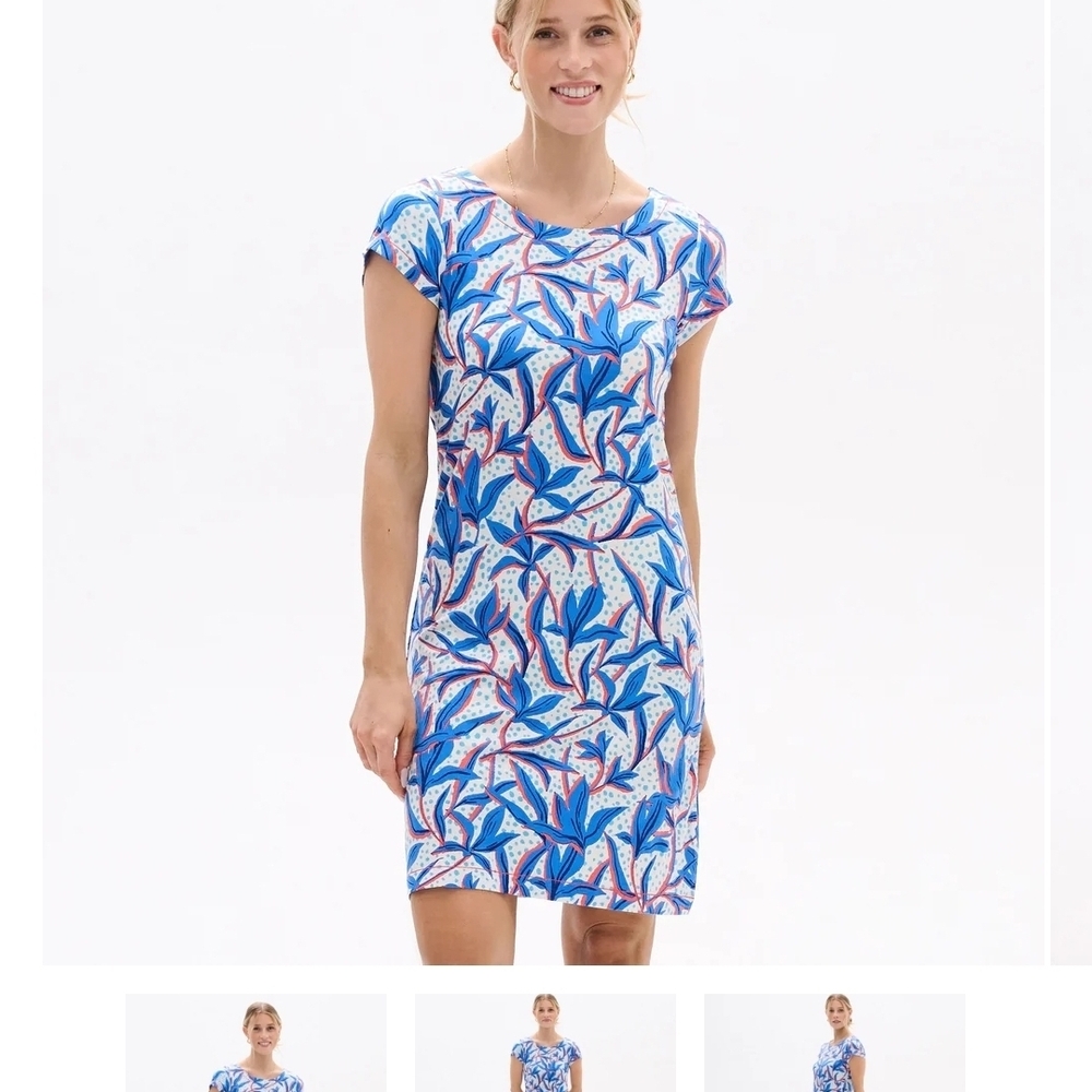 Hatley Blue and White Leaf Print Dress